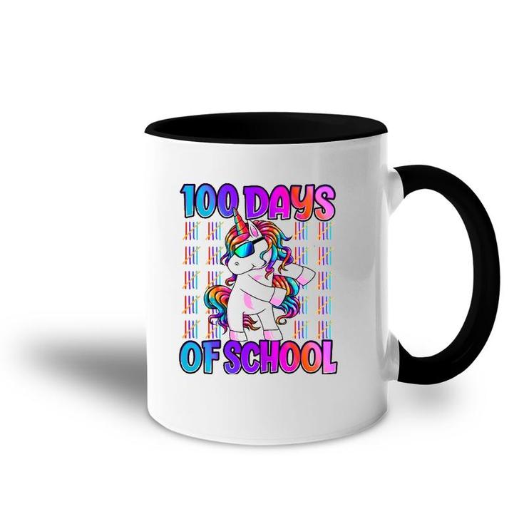 100 Days Of School  Unicorn 100 Days Smarter 100Th Day Accent Mug