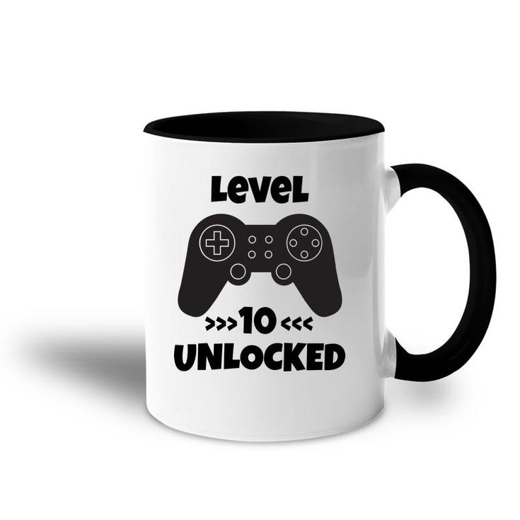 10Th Birthday 10 Years Old Level 10 Unlocked Gamer Accent Mug