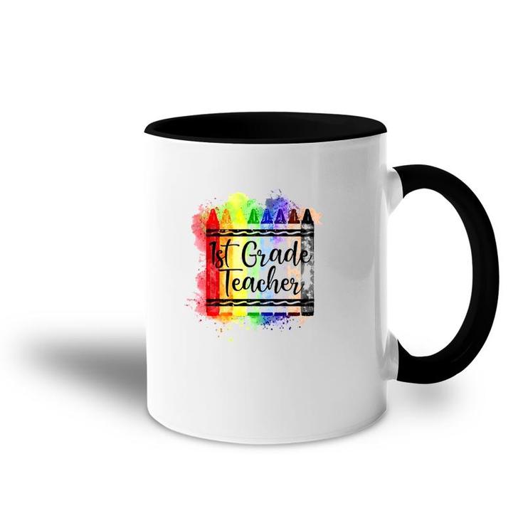 1St Grade Teacher Crayon Colorful Teacher Gift Accent Mug