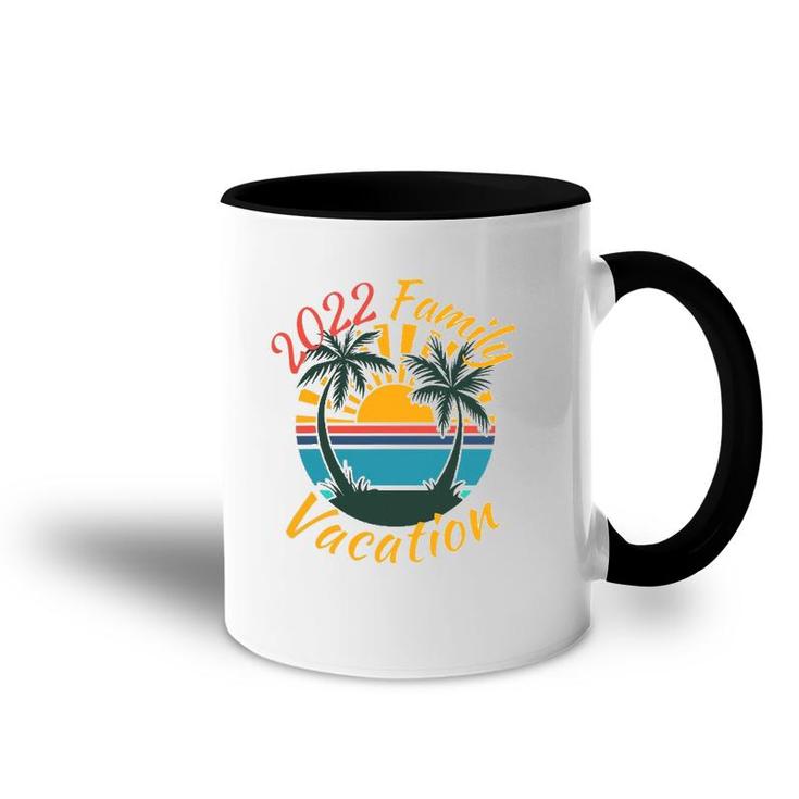 2022 Family Vacation Beach Sunset Summer Palm Trees Accent Mug