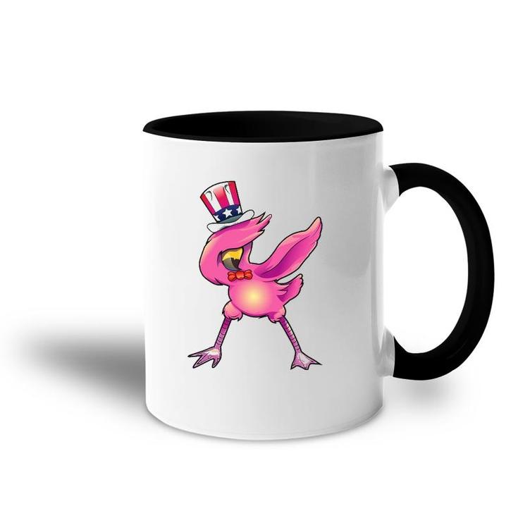 4Th Of July Dabbing Flamingo  Funny American Flag Accent Mug