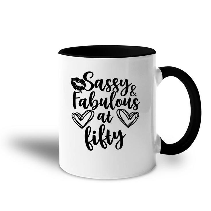 50Th Birthday Gift Awesome Sassy And Fabulous At Fifty Accent Mug