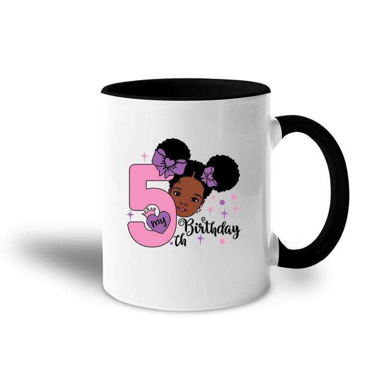 5Th Birthday It Is My 5Th Birthday Cute Girl Design Accent Mug