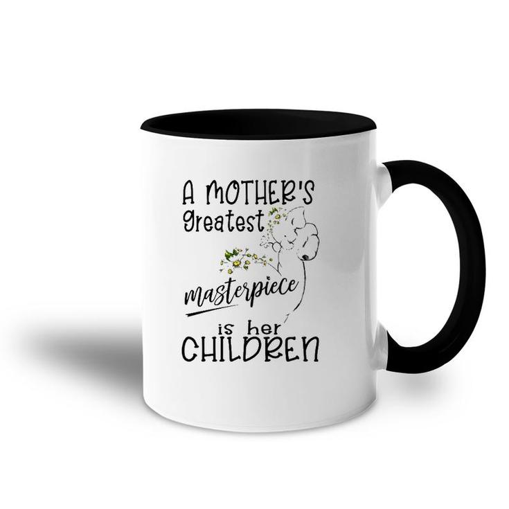 A Mother's Greatest Masterpiece Is Her Children Elephant Version Accent Mug