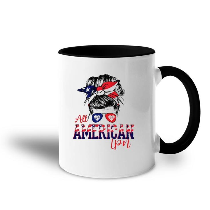 All American Cpa 4Th Of July Messy Bun Flag Certified Pediatric Nurse Gift Accent Mug