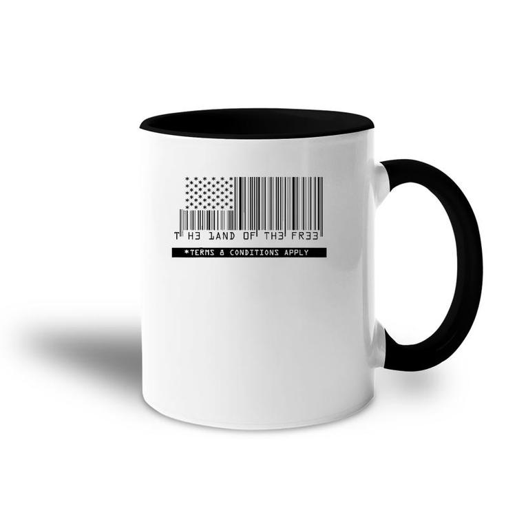American Flag - The Land Of The Free - Barcode Accent Mug