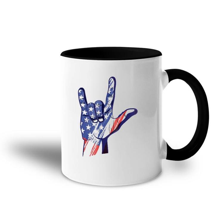 American Sign Language Asl I Love You Patriotic Deaf Pride Accent Mug