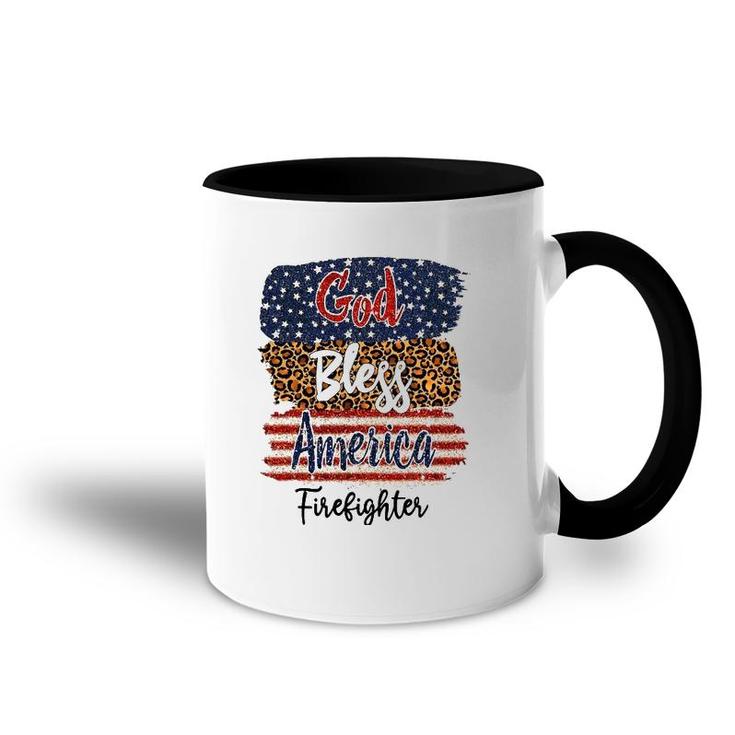 American Usa Flag God Bless America Firefighter 4Th Of July Accent Mug