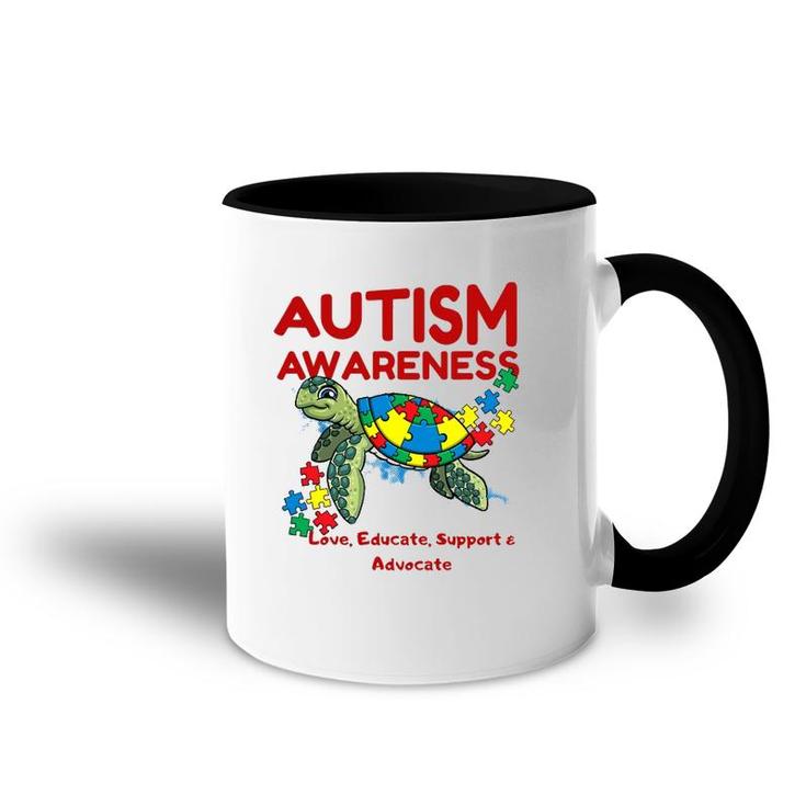 Autism Awareness Turtle Puzzle Mom Kids Teacher Gift Love Accent Mug
