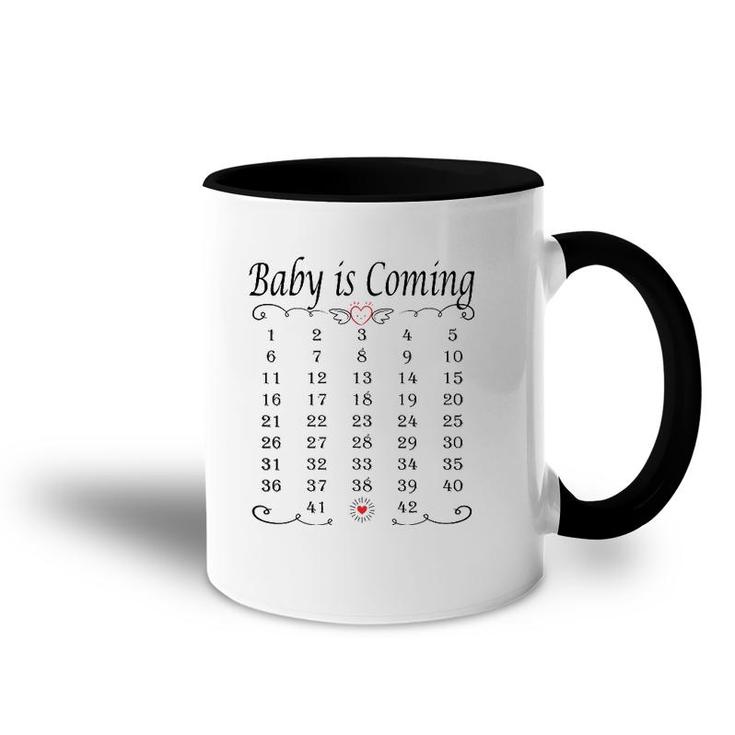 Baby Is Coming Calendar Pregnancy Memory Funny Announcement Accent Mug