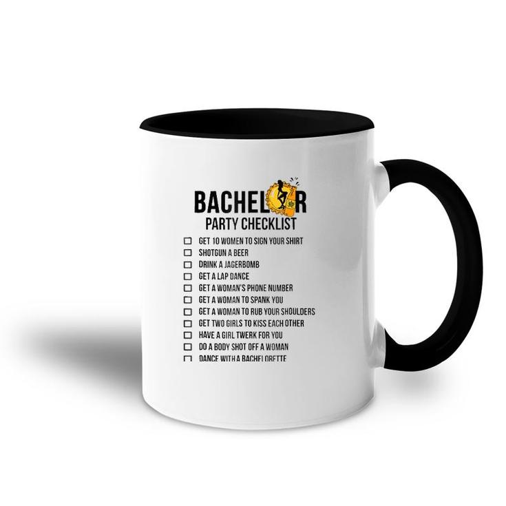 Bachelor Party Checklist - Getting Married Tee For Men Accent Mug