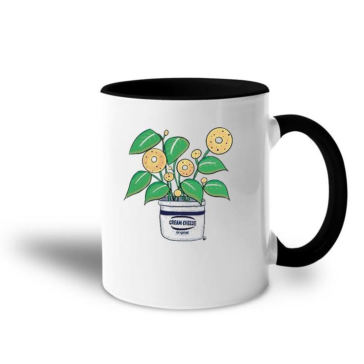 Bagel Plant In A Cream Cheese Planter Funny Accent Mug