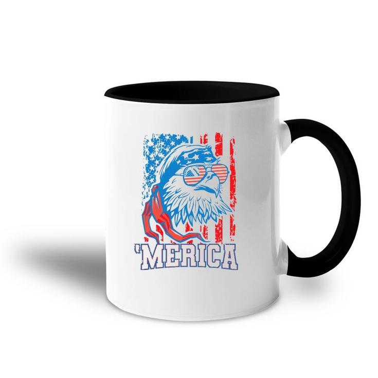 Bald Eagle American Flag Patriotic Usa 4Th Of July Accent Mug