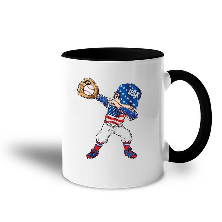 Baseball Softball Dabbing American 4Th Of July Usa Patriotic Accent Mug