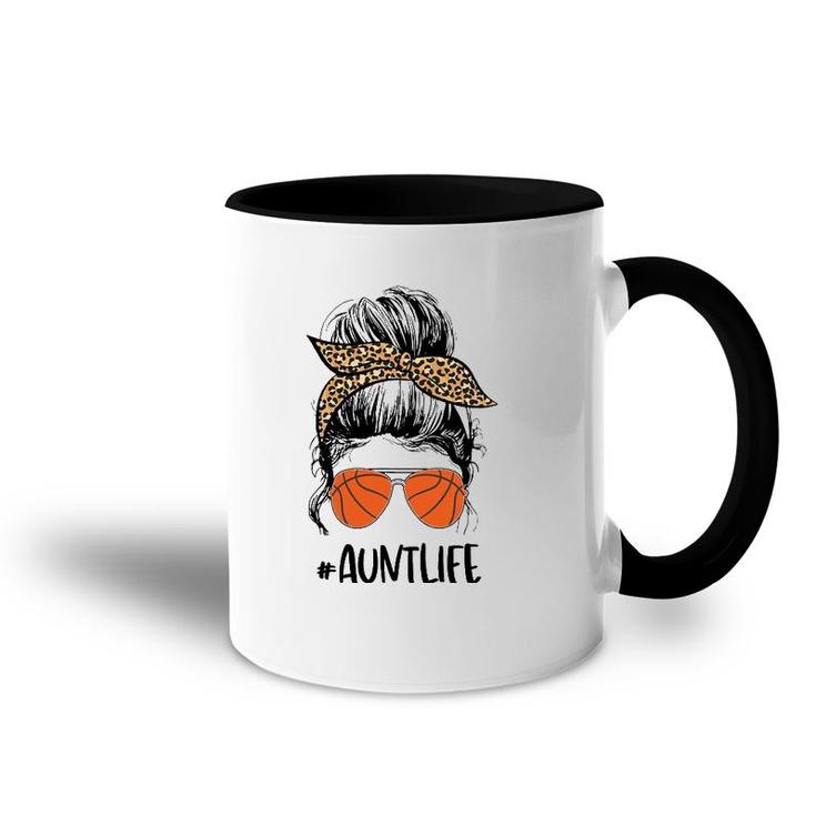 Basketball Aunt Messy Bun Auntie Life Messy Bun Mother's Day Accent Mug