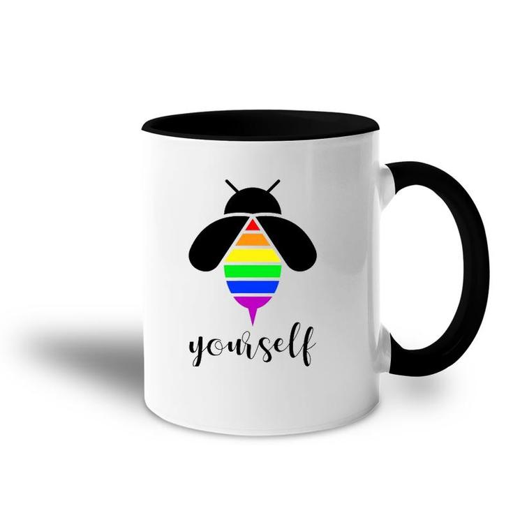 Be Yourself  Gay Pride Lgbtq Funny Rainbow Bee Accent Mug