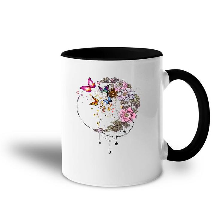 Beautiful Butterfly With Flower Accent Mug