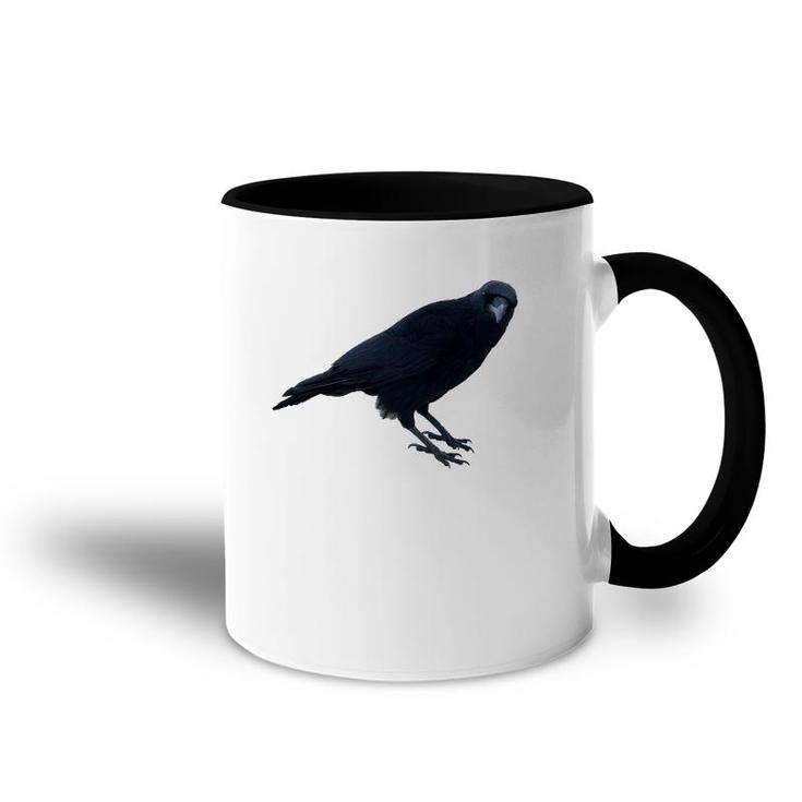 Beautiful Curious Black Crow Raven Bird Silhouette Accent Mug