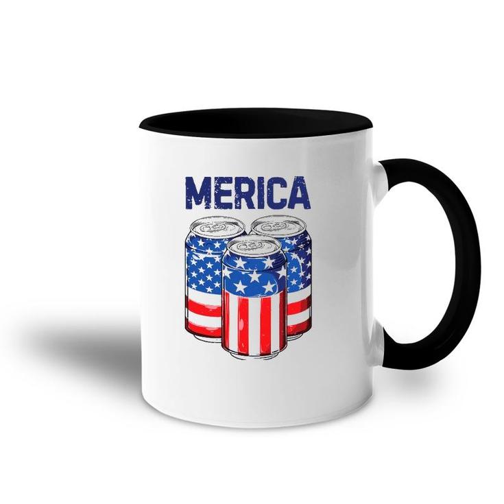 Beer Merica 4Th Of July Men Women American Flag Usa Accent Mug