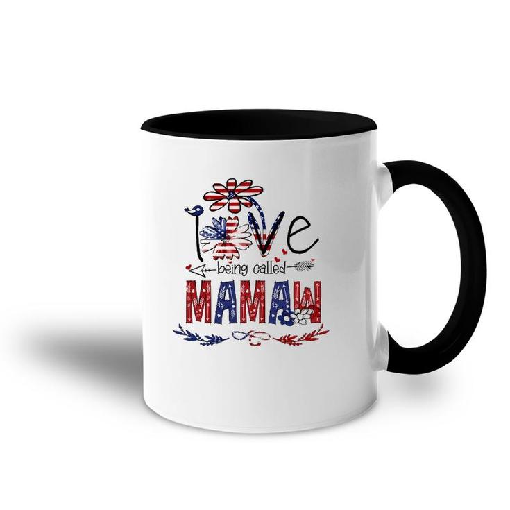 Being Called Mamaw Sunflower Usa Flag 4Th July Patriotic Accent Mug