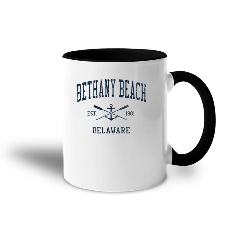 Bethany Beach De Vintage Navy Crossed Oars & Boat Anchor Accent Mug