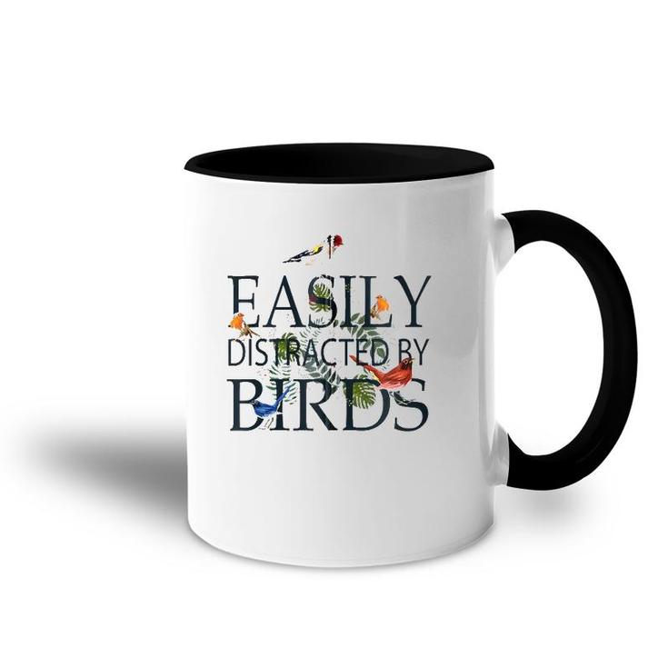 Bird Lovers Gifts For Women Men Easily Distracted By Birds Zip Accent Mug