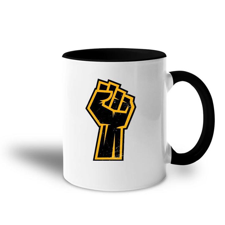 Black History Month African American Golden Protest Fist Accent Mug