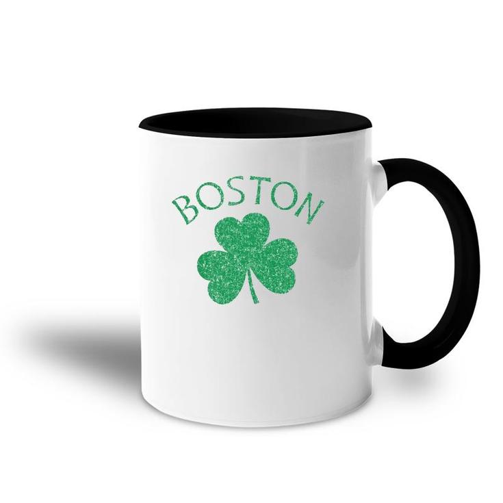 Boston Irish Shamrock Distressed Green Print  Accent Mug