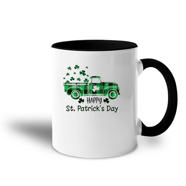 Buffalo Plaid Shamrock Vintage Truck Happy St Patrick's Day Accent Mug
