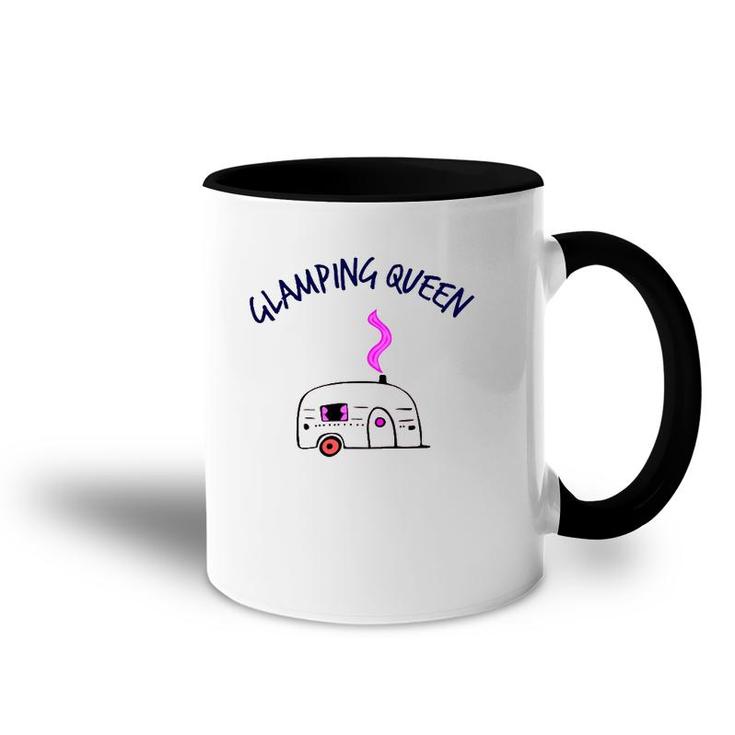 Camping And Glamping Tees Glamping Queen Happy Glamper Tee Accent Mug