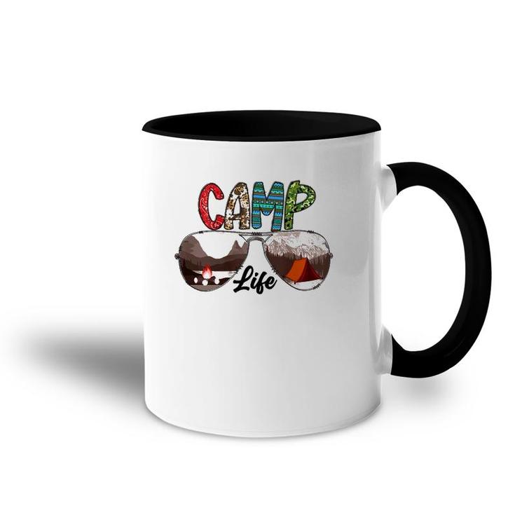 Camping Life With Sunglasses Sunset Tent  Accent Mug