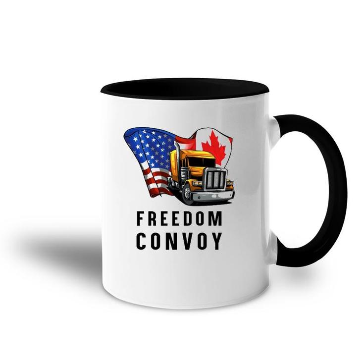 Canada Flag Freedom Convoy 2022 Canadian Trucker Maple Leaf  Accent Mug