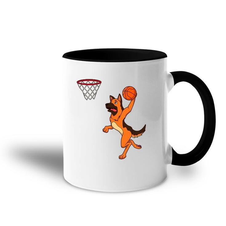 Cartoon Shepherd Dog Playing Basketball Accent Mug