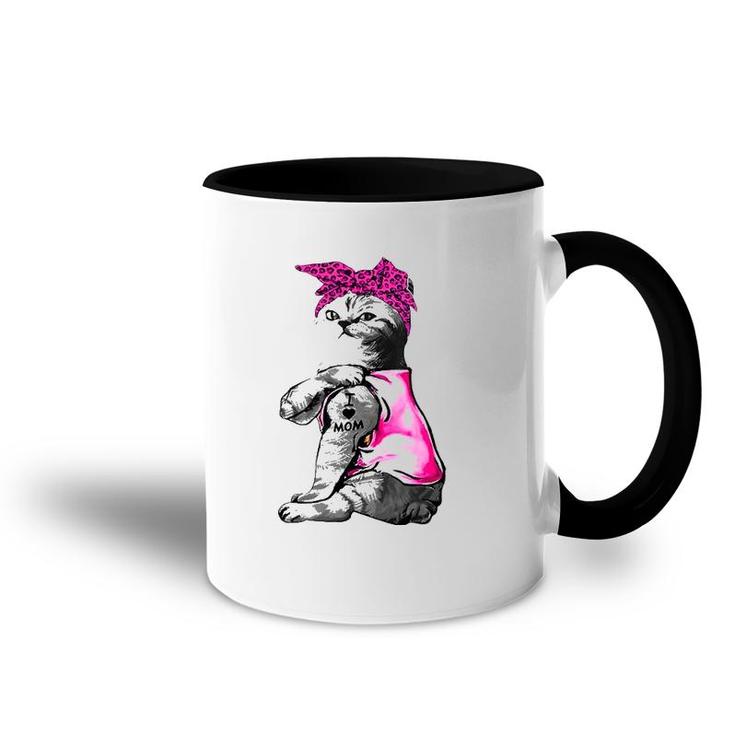 Cat Lover Funny Cat I Love Mom Tattoo Gifts Accent Mug