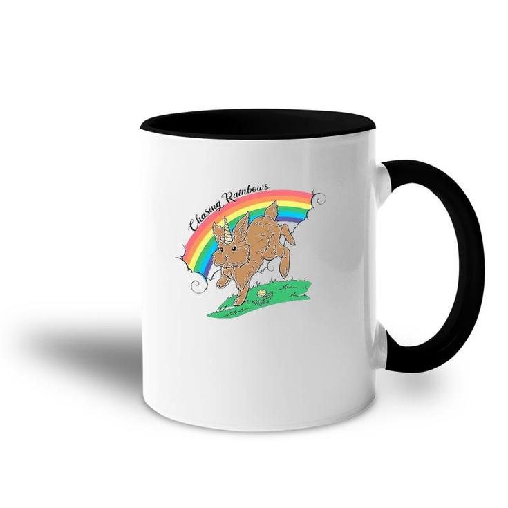 Chasing Rainbows Bunnicorn Art Rabbit Lover Accent Mug