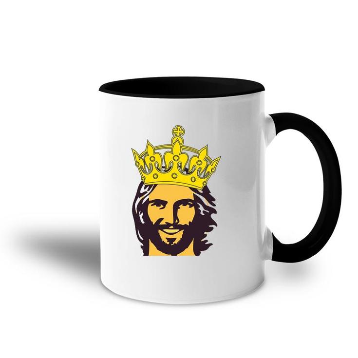 Christian Faith Jesus With King Crown Design Accent Mug