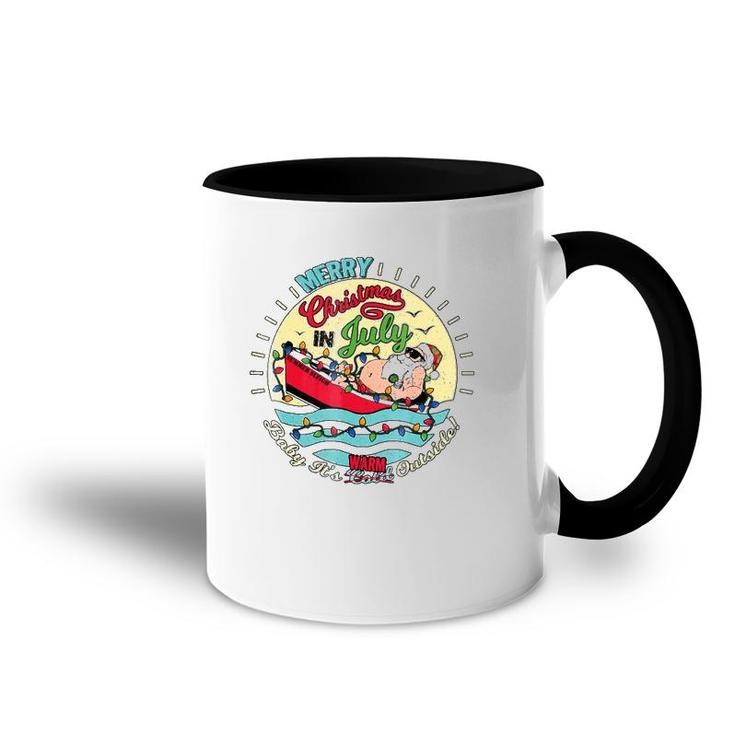 Christmas In July Santa Hat Sunglasses Baby It's Cold Outside Accent Mug