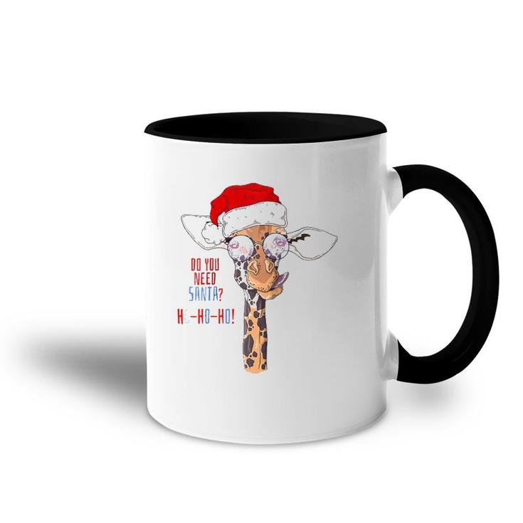 Christmas New Year Holiday , Xmas Santa Claus Giraffe Raglan Baseball Tee Accent Mug