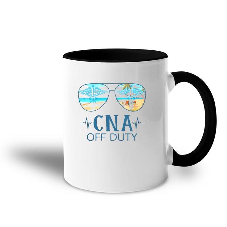 Cna Off Duty Nurse Caduceus Summer Vacation Beach Sunglasses Heartbeat Accent Mug