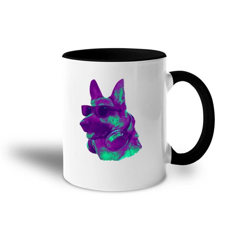 Cool German Shepherd Dj With Headphones & Sunglasses Art Accent Mug