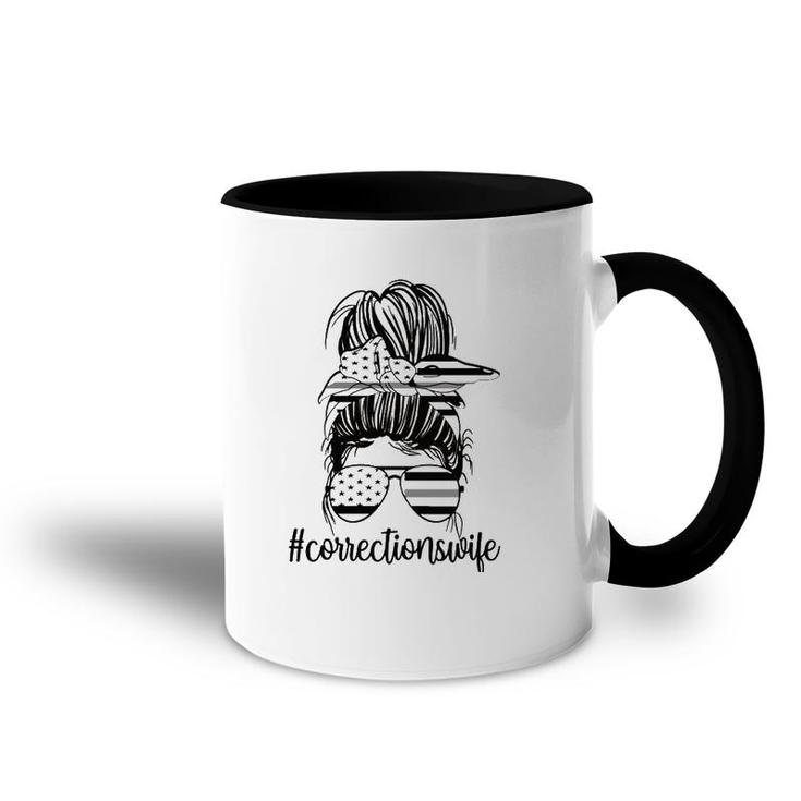 Corrections Wife Messy Bun Proud Correctional Officer Wife  Accent Mug