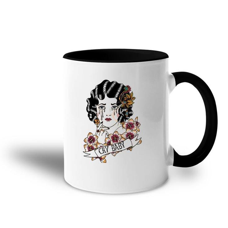 Cry Baby American Traditional Old School Lady Tattoo Accent Mug