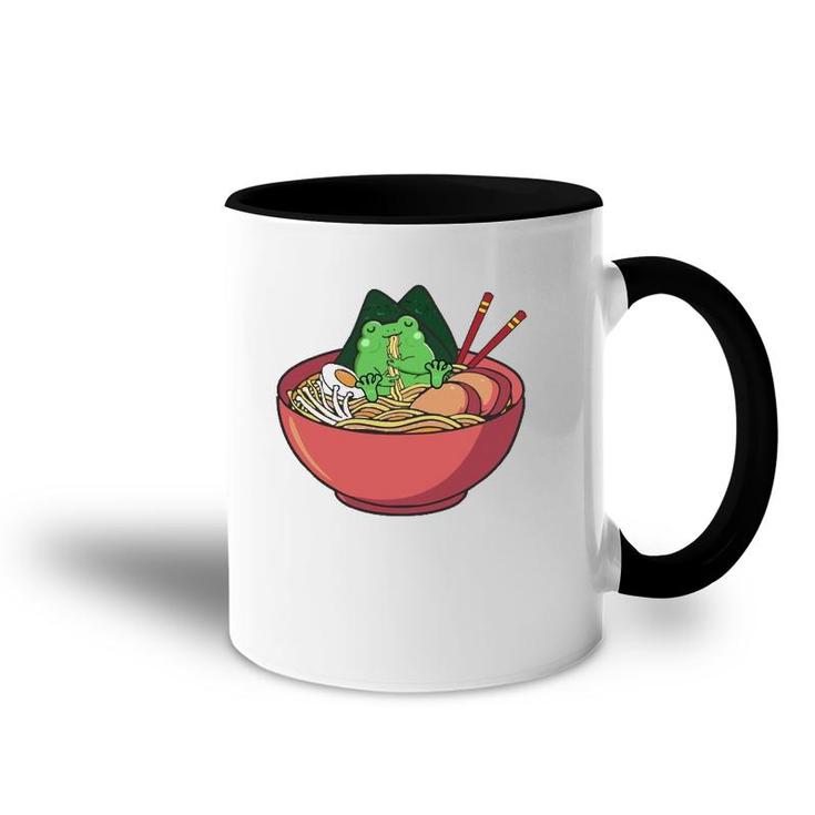 Cute Frog Eating Ramen Japanese Noodles Lover Funny  Accent Mug
