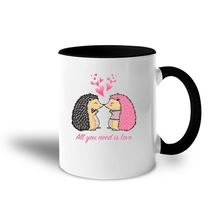 Cute Hedgehogs Kissing Valentine's Day Gift For Her Accent Mug