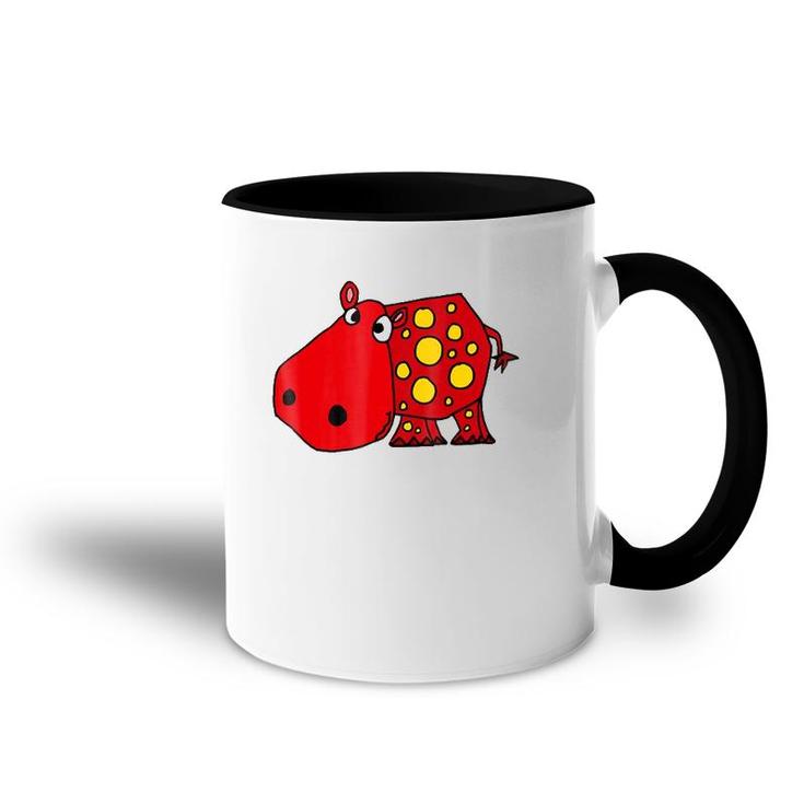 Cute Red Hippo Cartoon Accent Mug
