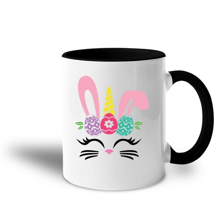 Cute Unicorn Bunny Cat Face Happy Easter Day Accent Mug