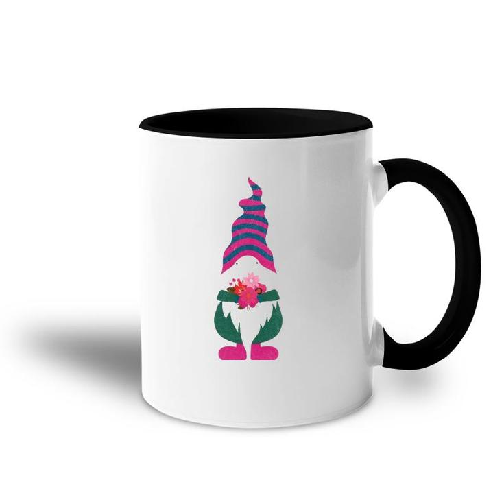 Cute Valentine Gnome Holding Flowers And Hearts Tomte Gift Accent Mug
