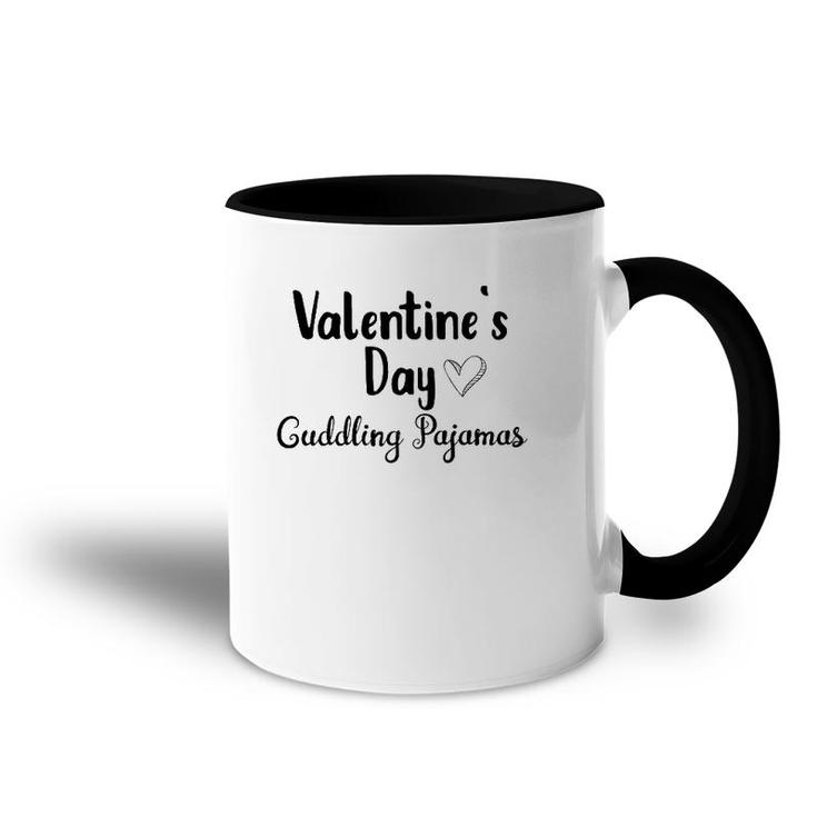 Cute Valentine's Day Cuddling Pajamas For Relaxing In The Pjs Accent Mug