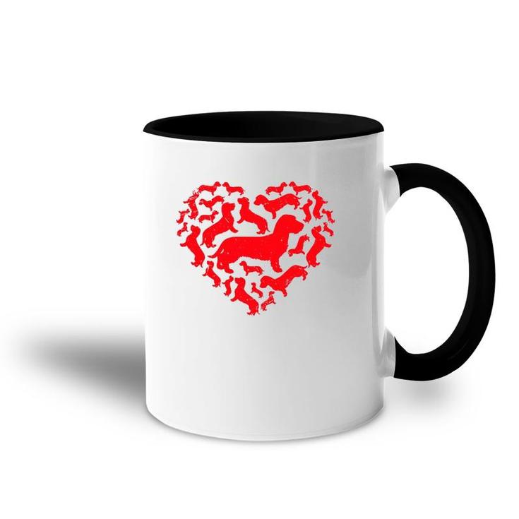 Cute Valentine's Day Dachshund Dog Hearts Puppy Lover Accent Mug