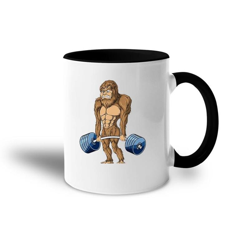 Deadlifting Sasquatch Bigfoot Weightlifting Workout Accent Mug